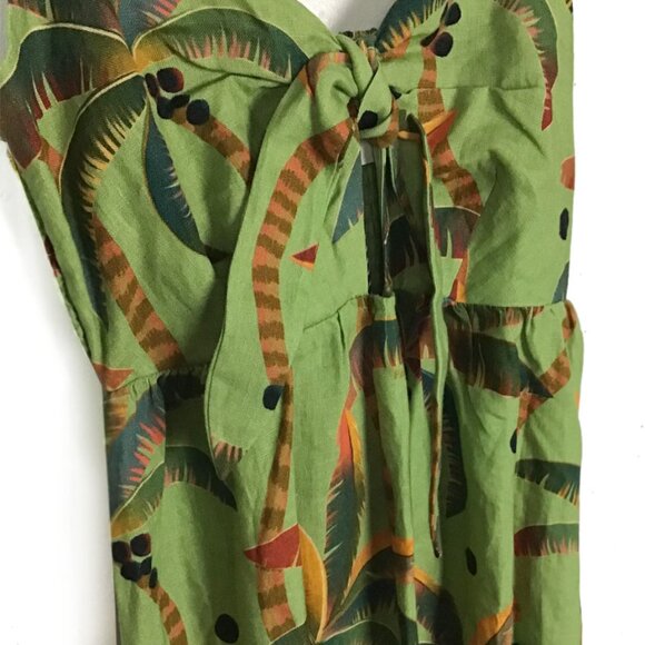 FARM RIO Antro Green Tie Front Linen Dress - Picture 5 of 14